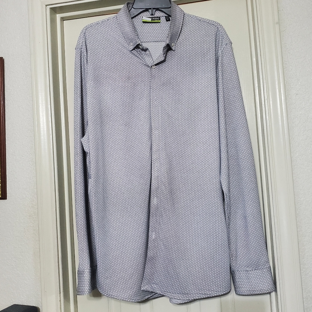 Murano Longsleeve Blue Dress Shirt | Slim Fit Performance | Size: XL
